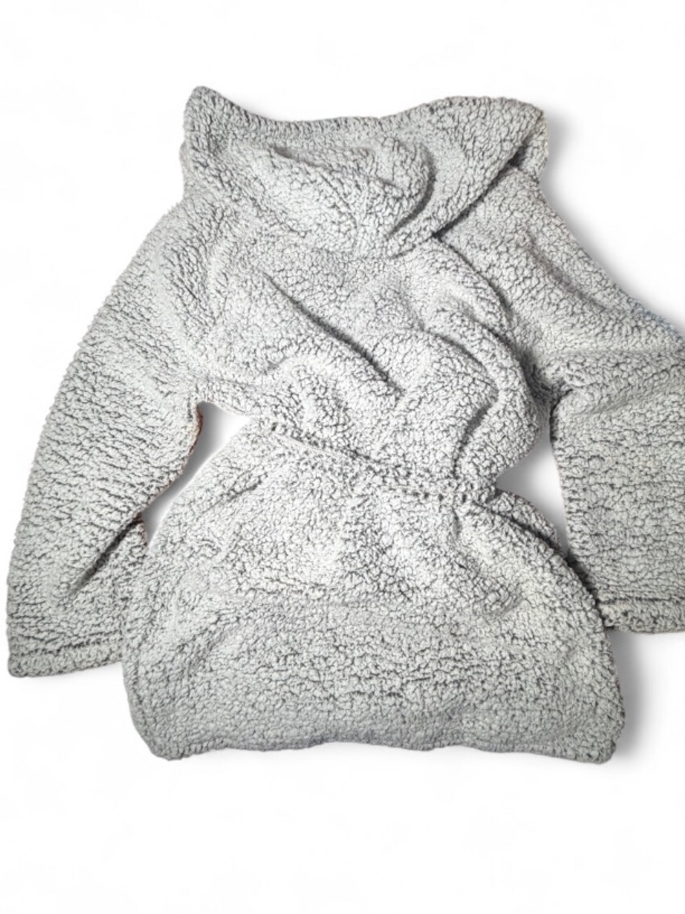 Aerie Sherpa Hooded Robe Gray Plush Fleece Tie Waist Cozy Lounge Size M - Picture 4 of 5